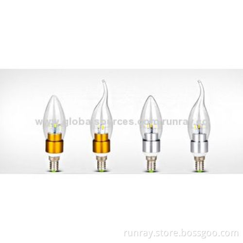 3W E14 LED Bulb, 85-265V AC or 12V DC, Aluminum Material, Easy Installation, Good Heat-sink, CE/RoHSNew